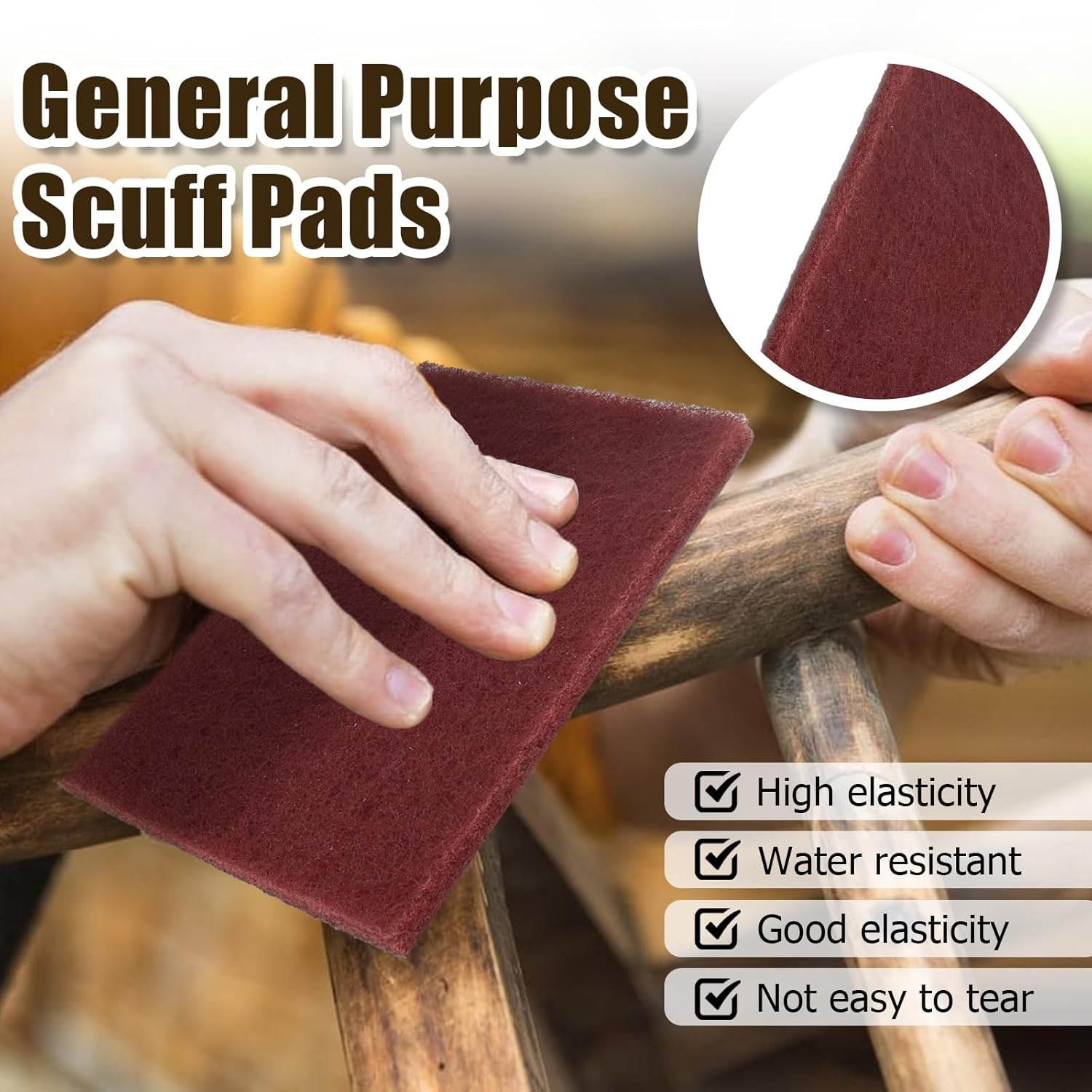 6Pcs Red Scuff Pads Very Fine Grade General Purpose Sanding Hand Pads 200 X 1…