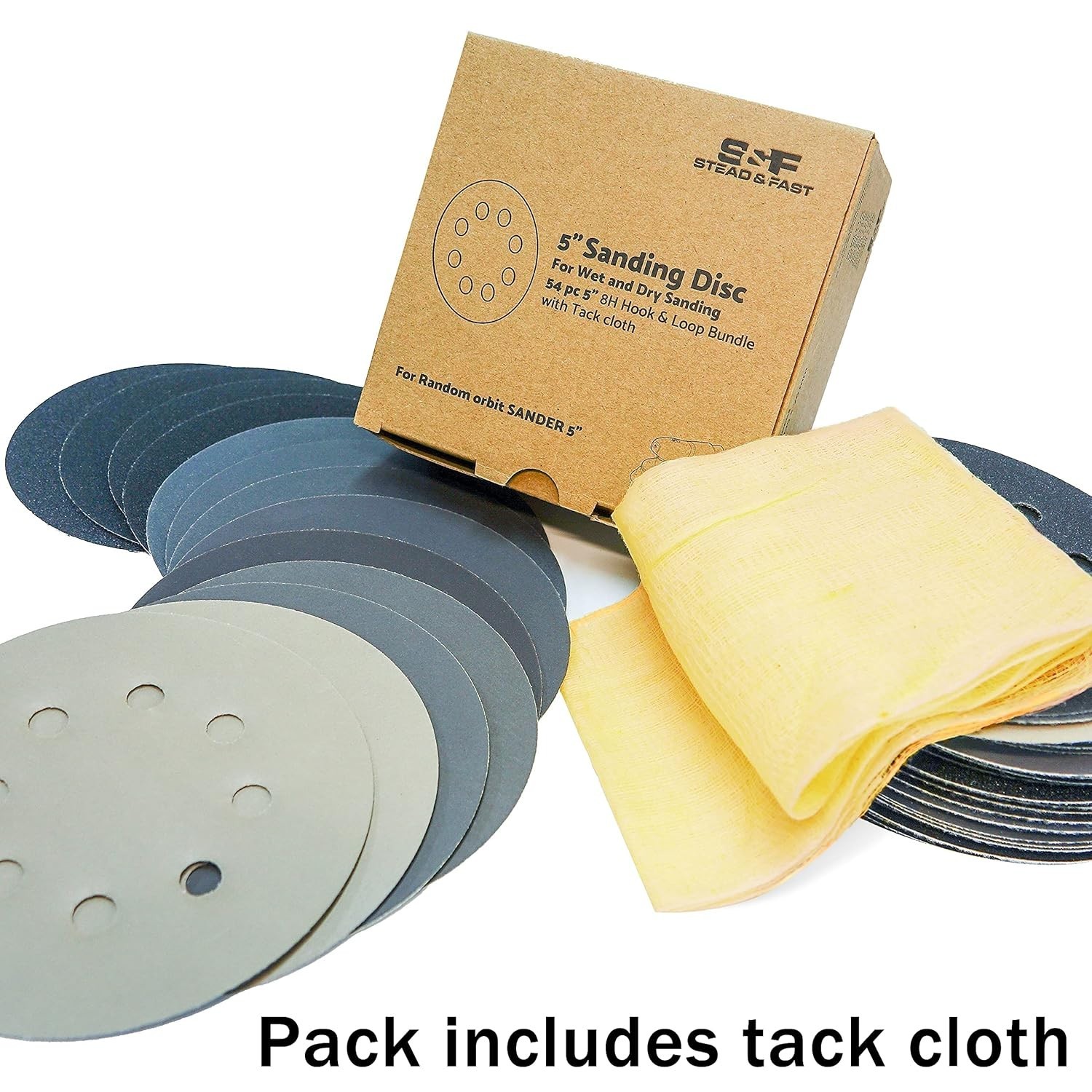 Tear-Resistant Hook & Loop Sandpaper Assortment – 54 Discs for Smooth Finishing