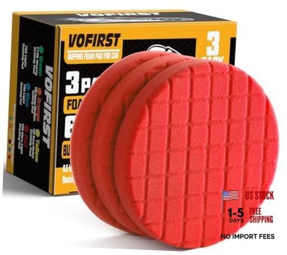 6 Inch Buffing Polishing Pads, 3Pcs Ultra-Light Polishing Pad 6.5 – Inch Red