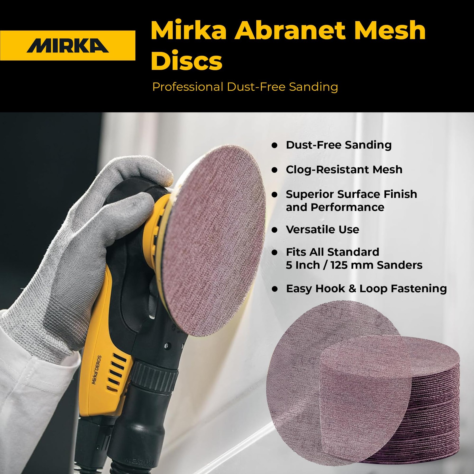 Abranet 5 Inch 400 Grit Mesh Sanding Discs, Hook and Loop, 50 Pack