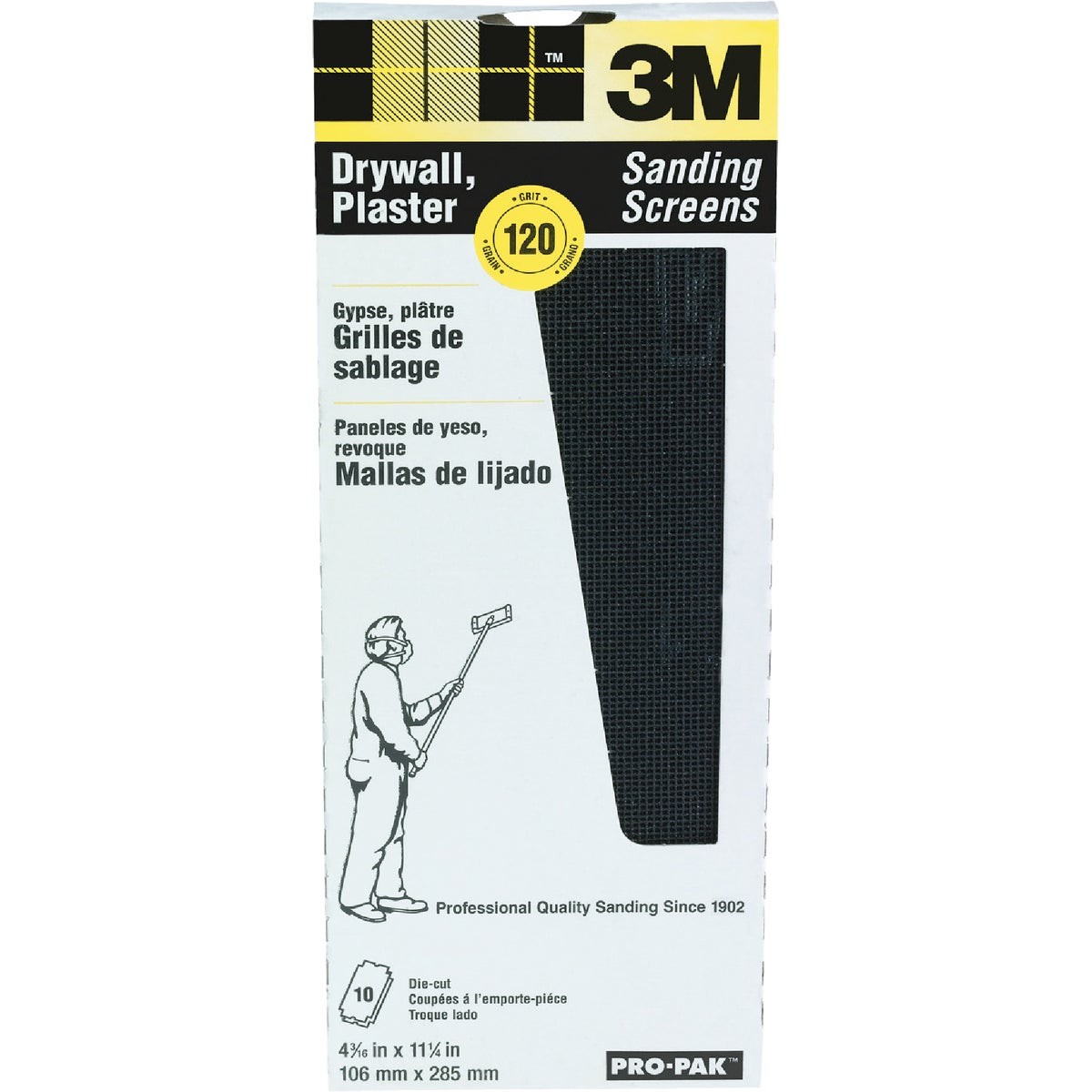 3M ProPak 4-3/16 In. x 11-1/4 In. Drywall Sanding Screens, 120 Grit (10-Pack) 3M