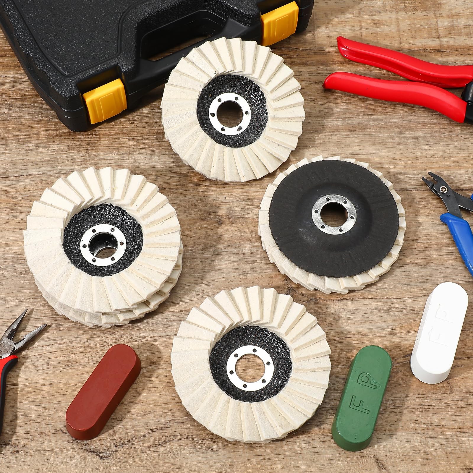 8 Pcs Wool Polishing Wheel Disc and Polishing Compounds Set Includes 5 Thicke…