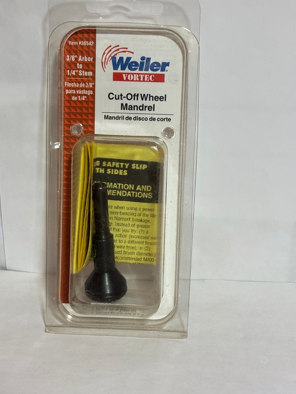 Weiler 36542 Cutoff Wheel Mandrel RACK a