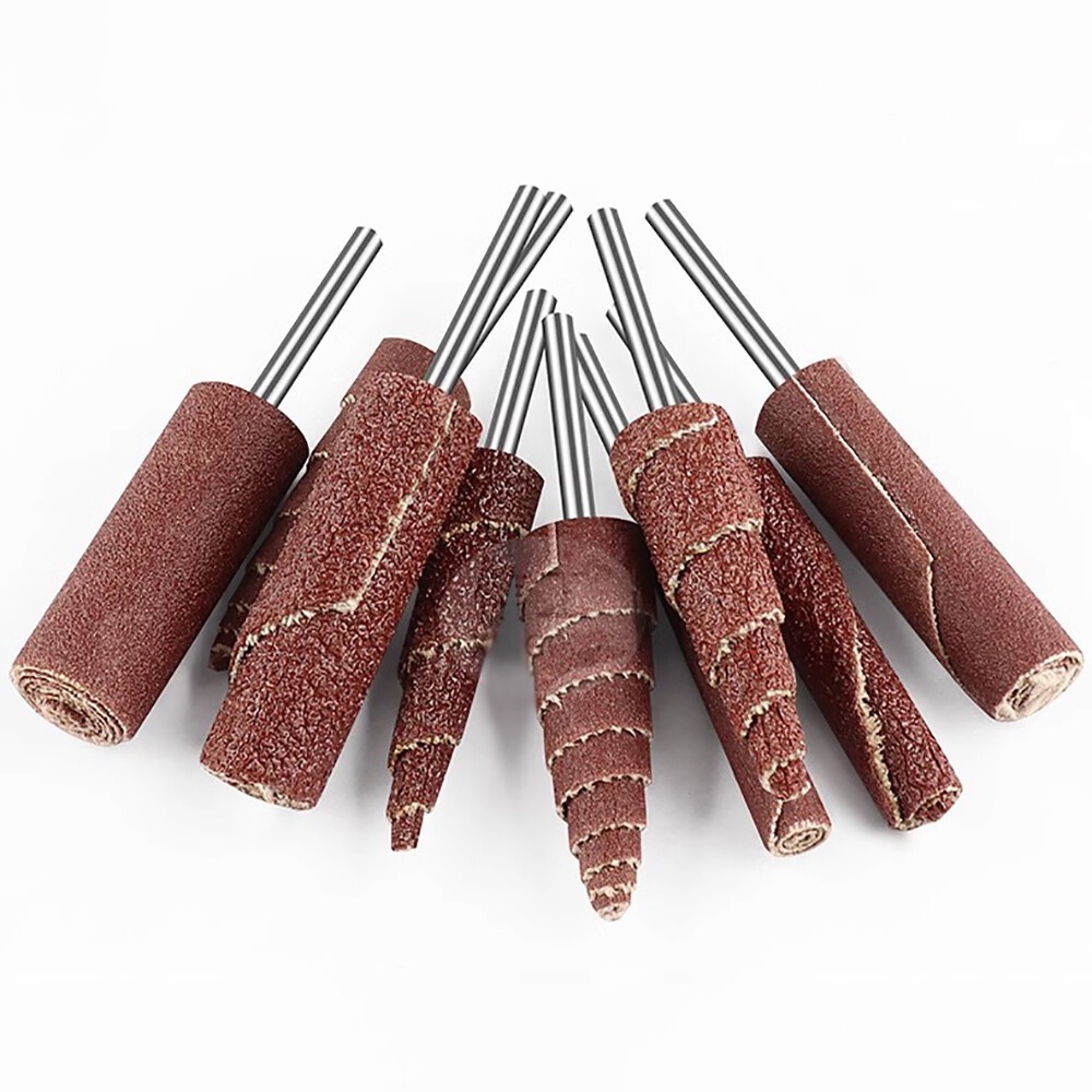 80-600 Grit Sanding Abrasive Head Cylindrical & Taper For Rotary Tool 1/8″ Shank