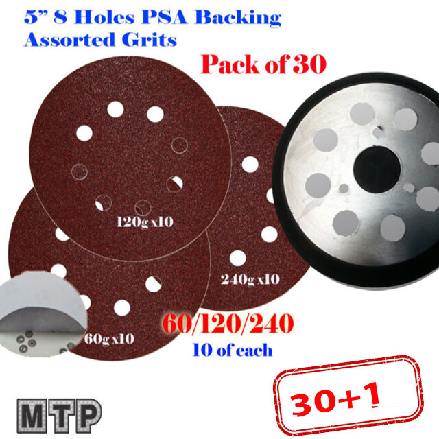 30+1 5″ Sander Pad 8 Hole PSA Adhesive For Dewalt Black & Decker 151281-09