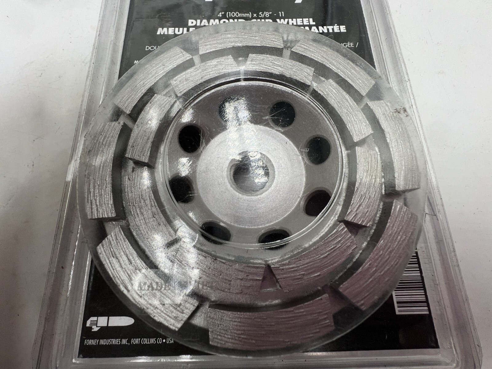 Forney 4” (100mm) x 5/8″ – 11 Diamond Cup Wheel Wet Or Dry Use 15000 RPM Max