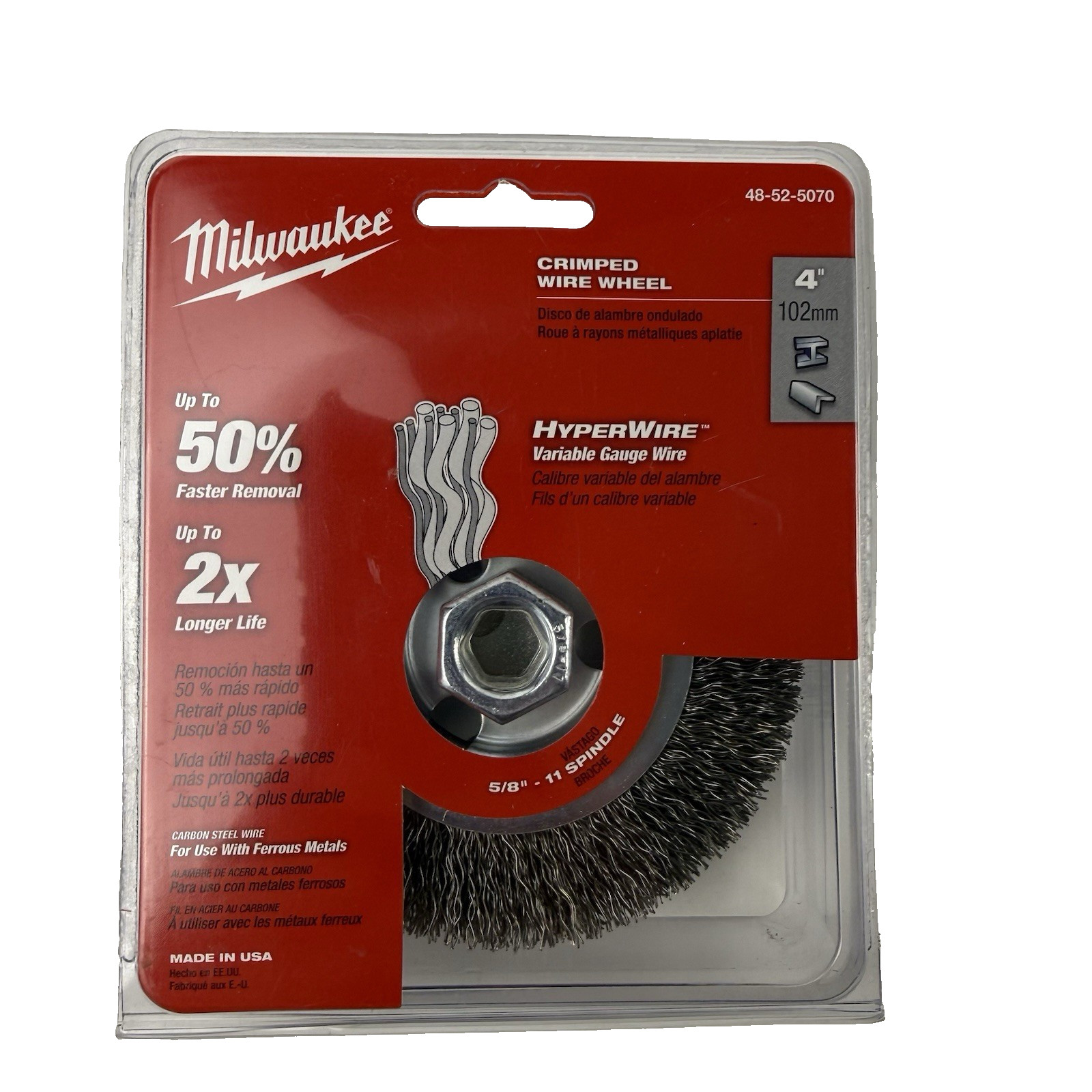 Milwaukee Crimped Wire Wheel 48-52-5070 4″ Radial Carbon Steel Hyperwire USA