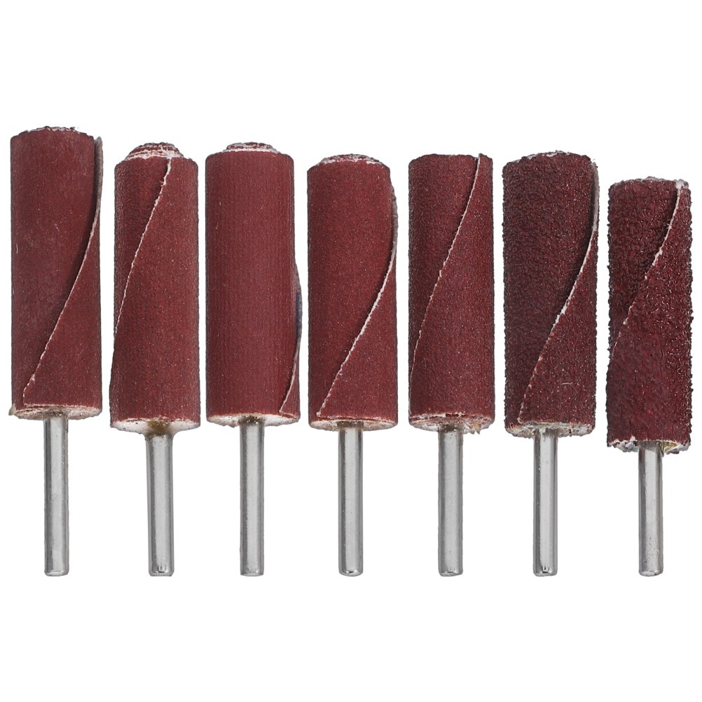 7Pcs Reusable Drum Sander Kit Dark Red for Polishing Metal Wood Plastic