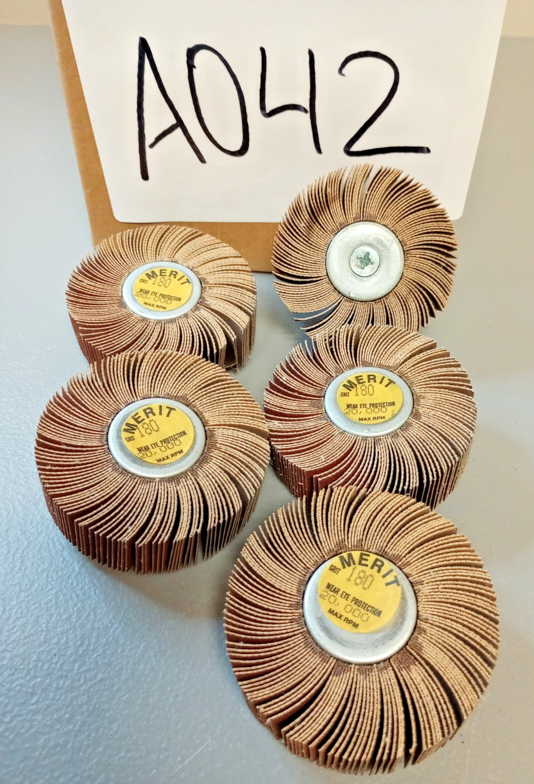 (5 Pack) MERIT Miniature Flap Grinding Wheel 180 GRIT GRIND-O-FLEX THREAD 35018