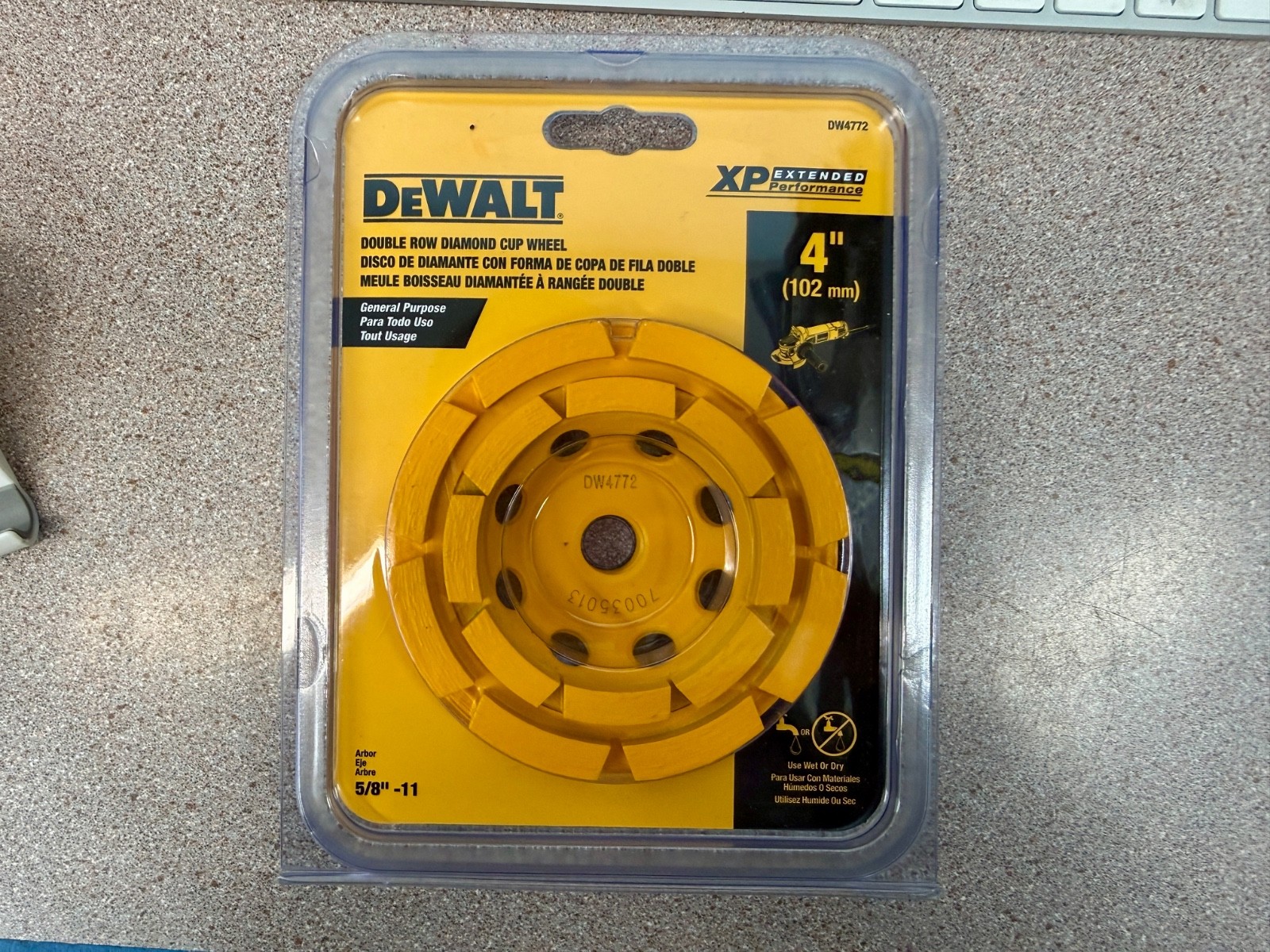 DEWALT DW4772 4″ Double Row Diamond Cup Grinding Wheel New
