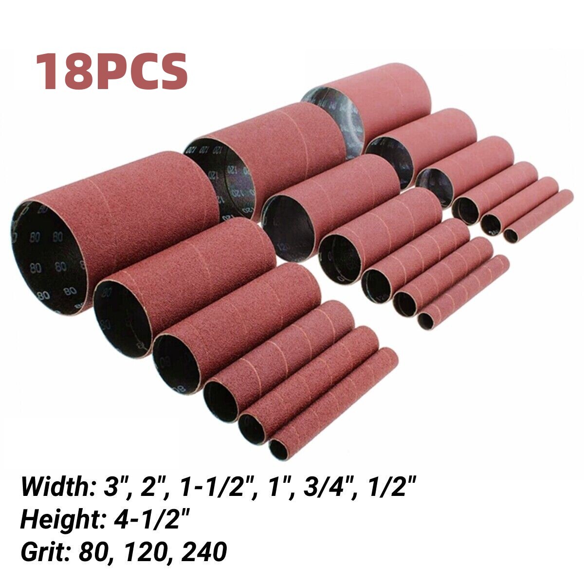 4-1/2″ Oscillating Sander Spindle Sanding Drum Sleeves Paper Set 80 120 240 Grit