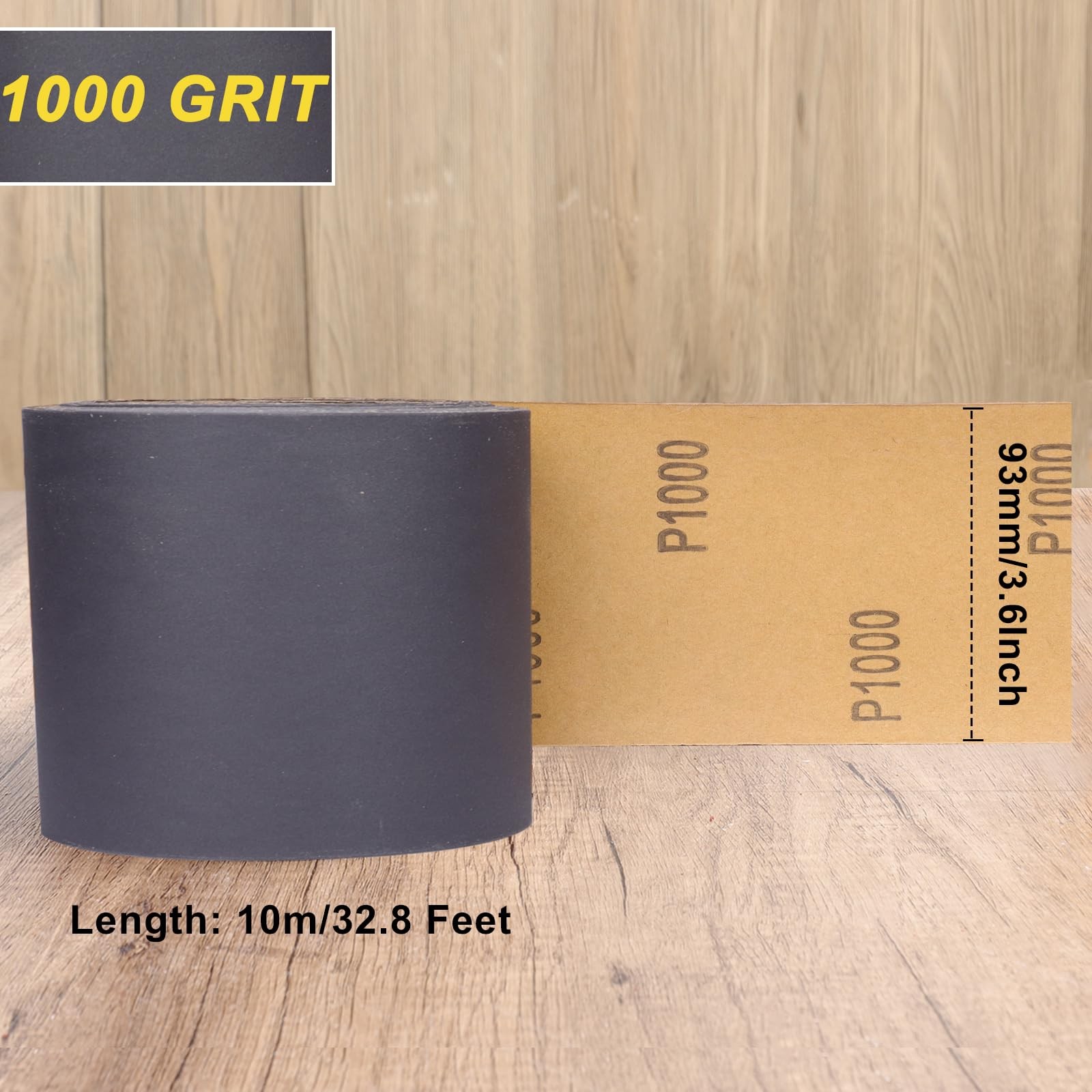 Shineboc 1000 Grit Sandpaper Roll, 3-2/3″ Wide 11 Yard Wet 3.6 inch, Black