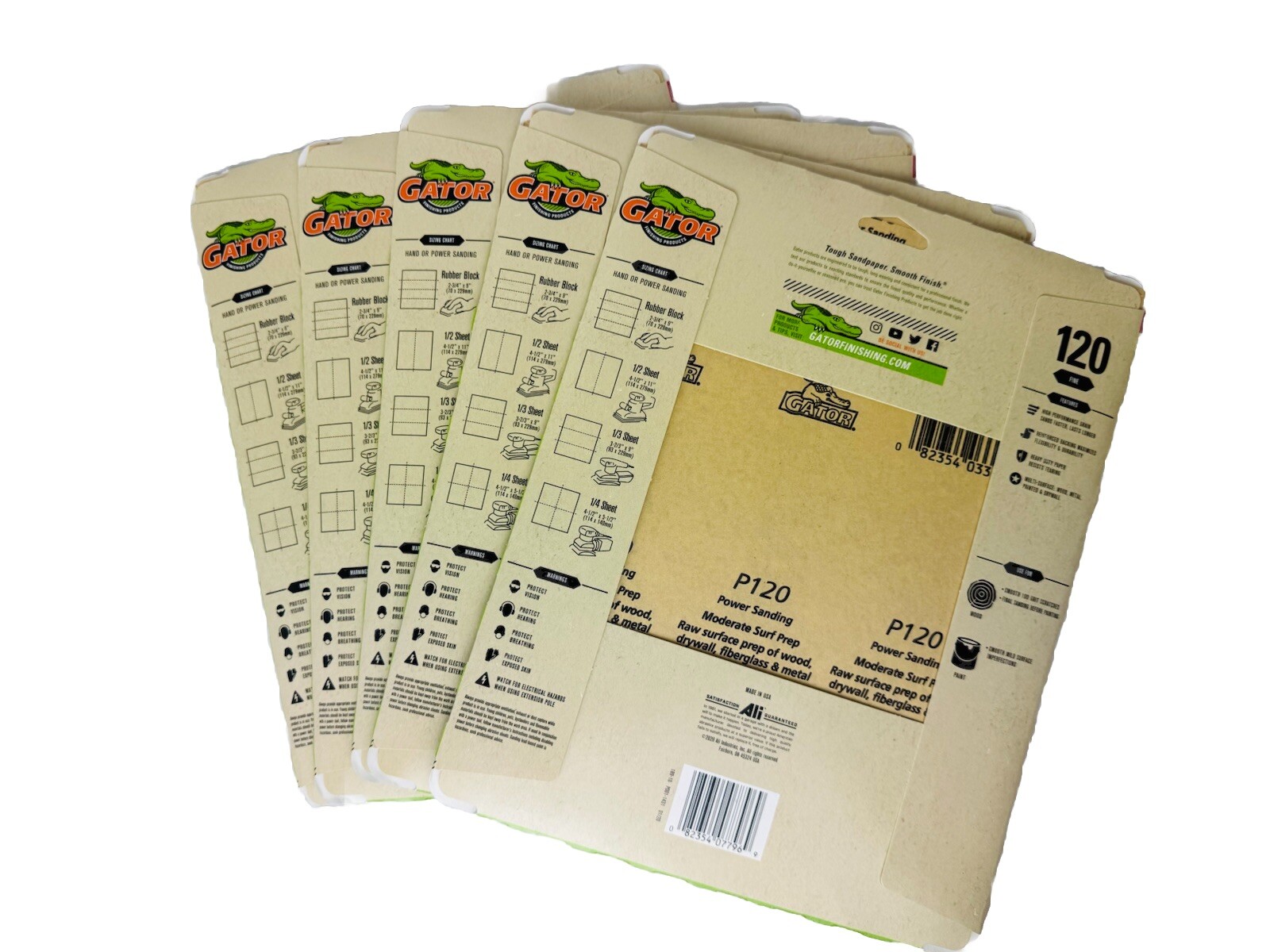 Lot Of 4pk Gator Power Sanding Pack 9 x 11 Sheets 120 Fine 8 Per Pack Sandpaper