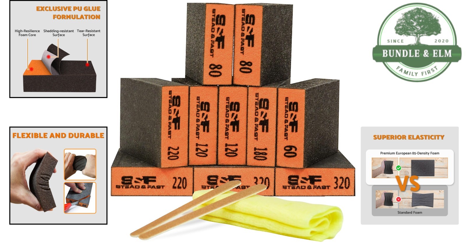 Versatile Sanding Sponge Assortment – 10 Pack with Tack Cloth for Fine Finishes