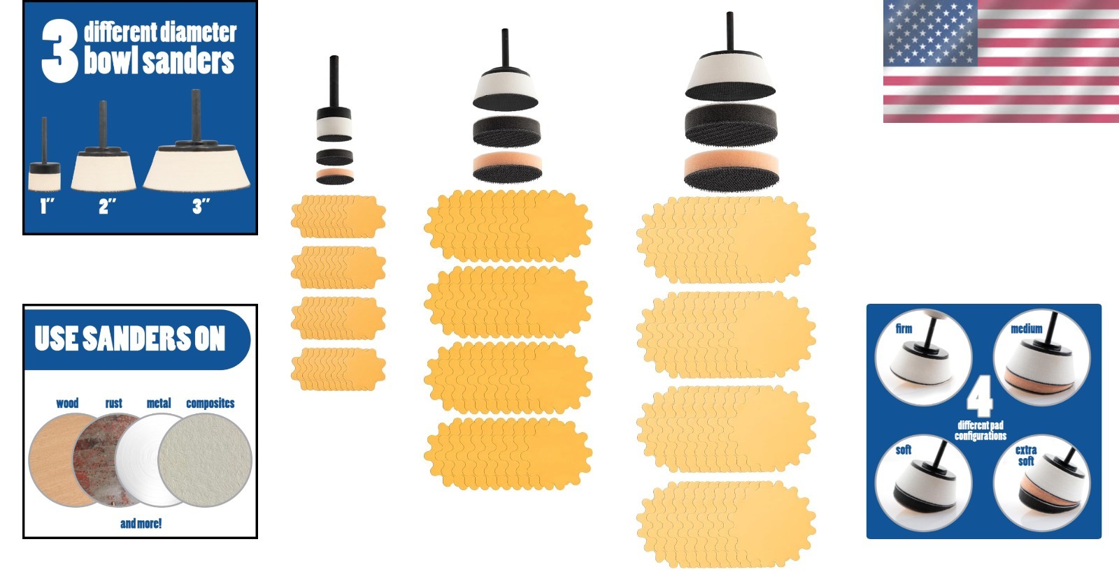 Versatile 129pcs Sanding Discs Set for Drills – 1”, 2”, & 3” Sizes, Hook & Loop