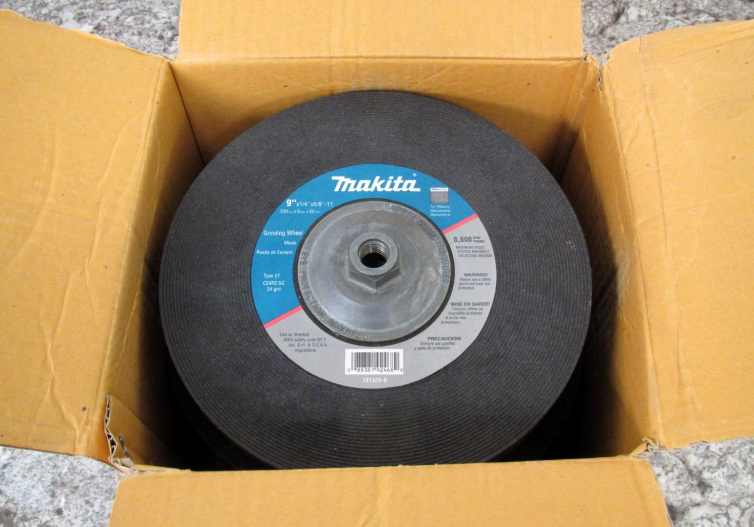 10 x New Makita 741429-B 9″ x 1/4″ x 5/8″-11 24 Grit Hubbed Grinding Wheels
