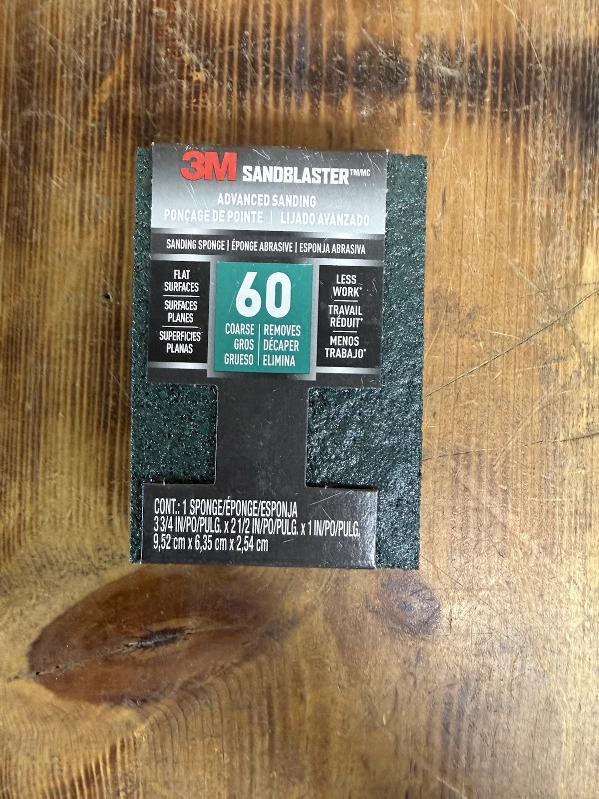 3M Sandblaster 3-3/4 in. L X 2-1/2 in. W X 1 in. 60 Grit Coarse Sanding Sponge