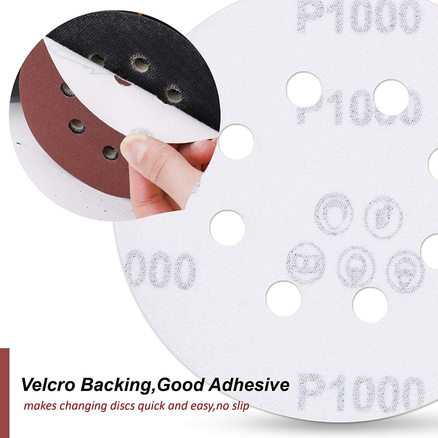 100 DISC VARIETY PK Sanding Discs 5 inch 8-Hole Hook & Loop Orbital Sander Paper