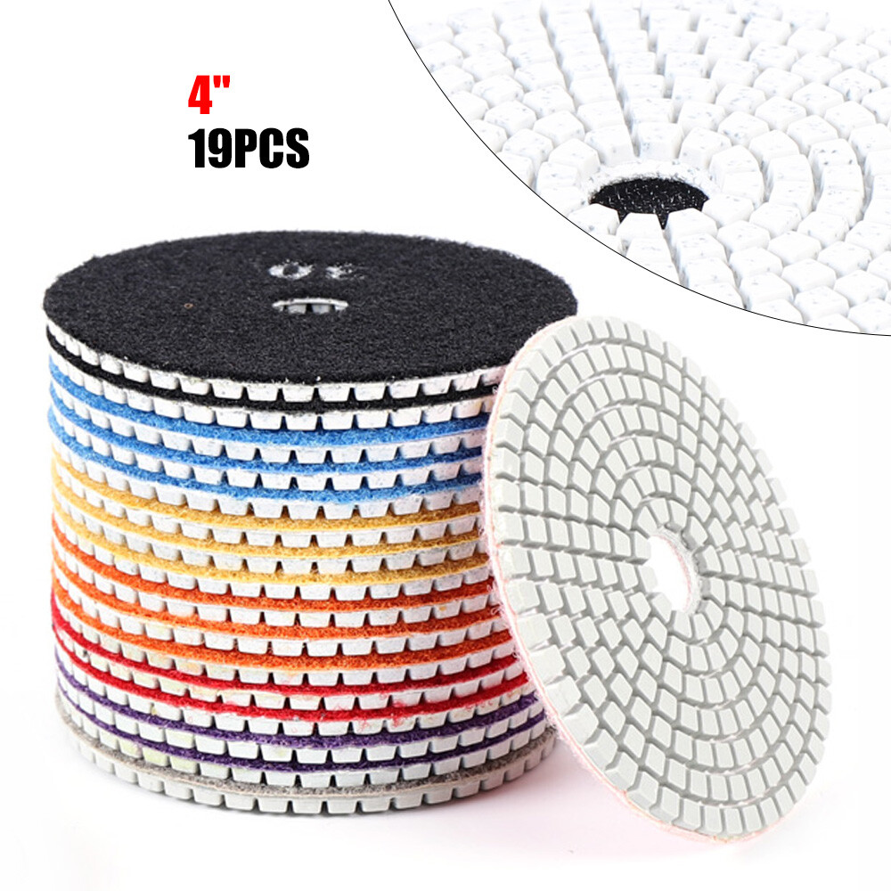 19-Piece 4-Inch Diamond Polishing Pads Set for Wet Polishing Granite & More