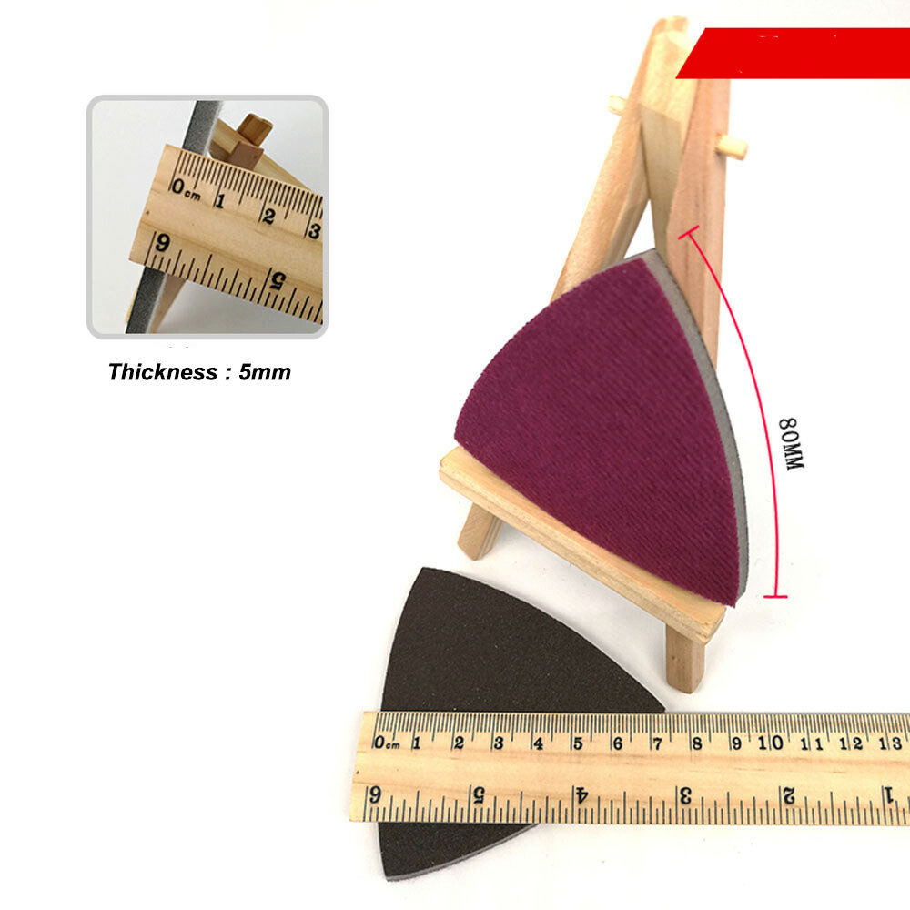 Triangular Foam Sponge Hook & Loop Sanding Red Sandpaper Pads Orbital 80x80x80mm