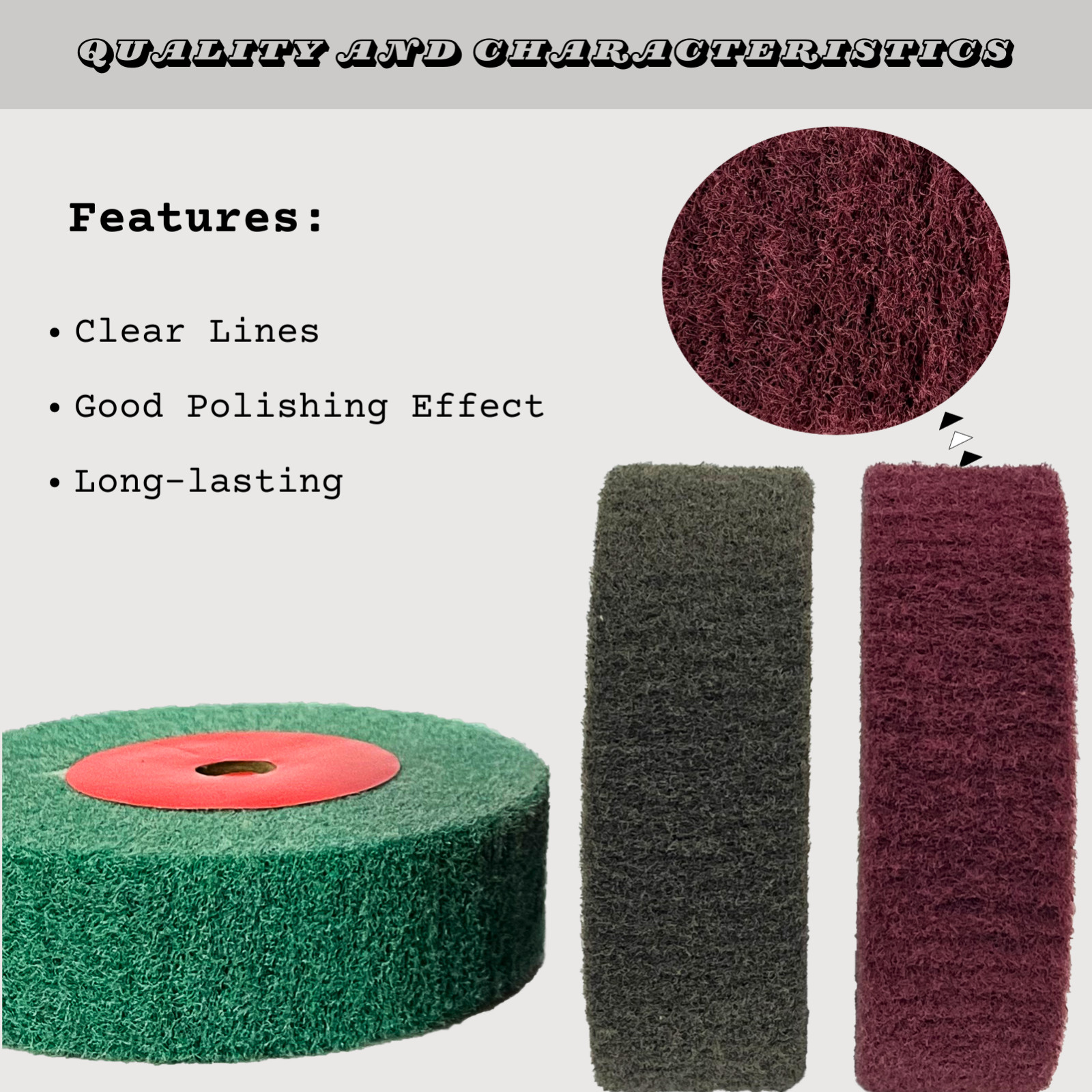 3 Pcs 4″ Nylon Polishing Wheels, 320/600/800 Grit, 1.2″ Thickness, 1/2″ Arbor