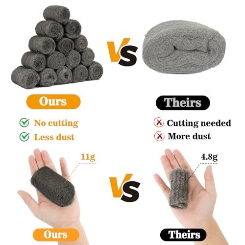 15PCS Steel Wool 0000 Polishing Pads for Chrome Glass Wood Cleaning