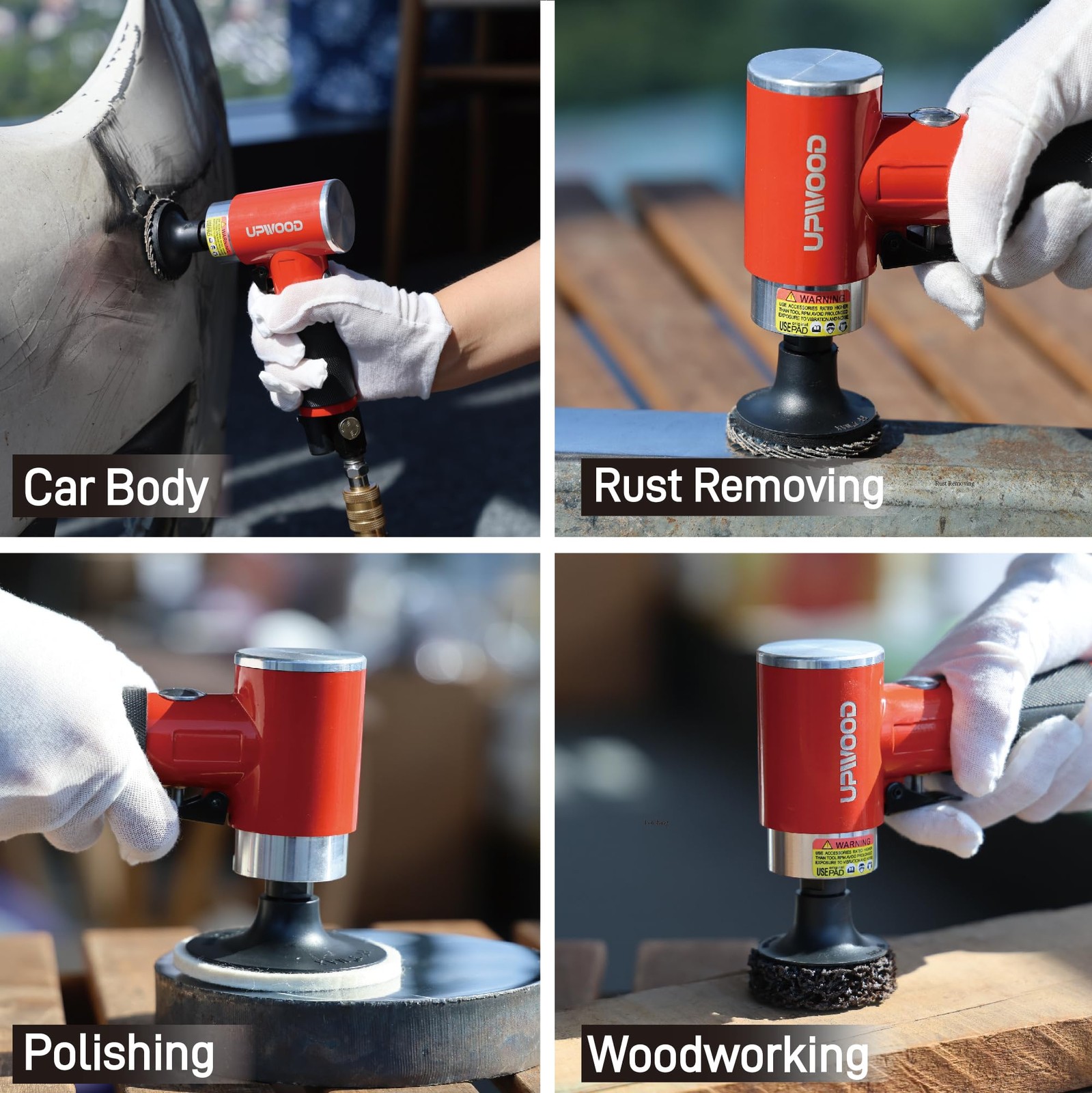 UPWOOD 2-Inch Air Right Angle Sander Kit with 41 Roll Lock Discs Red,black