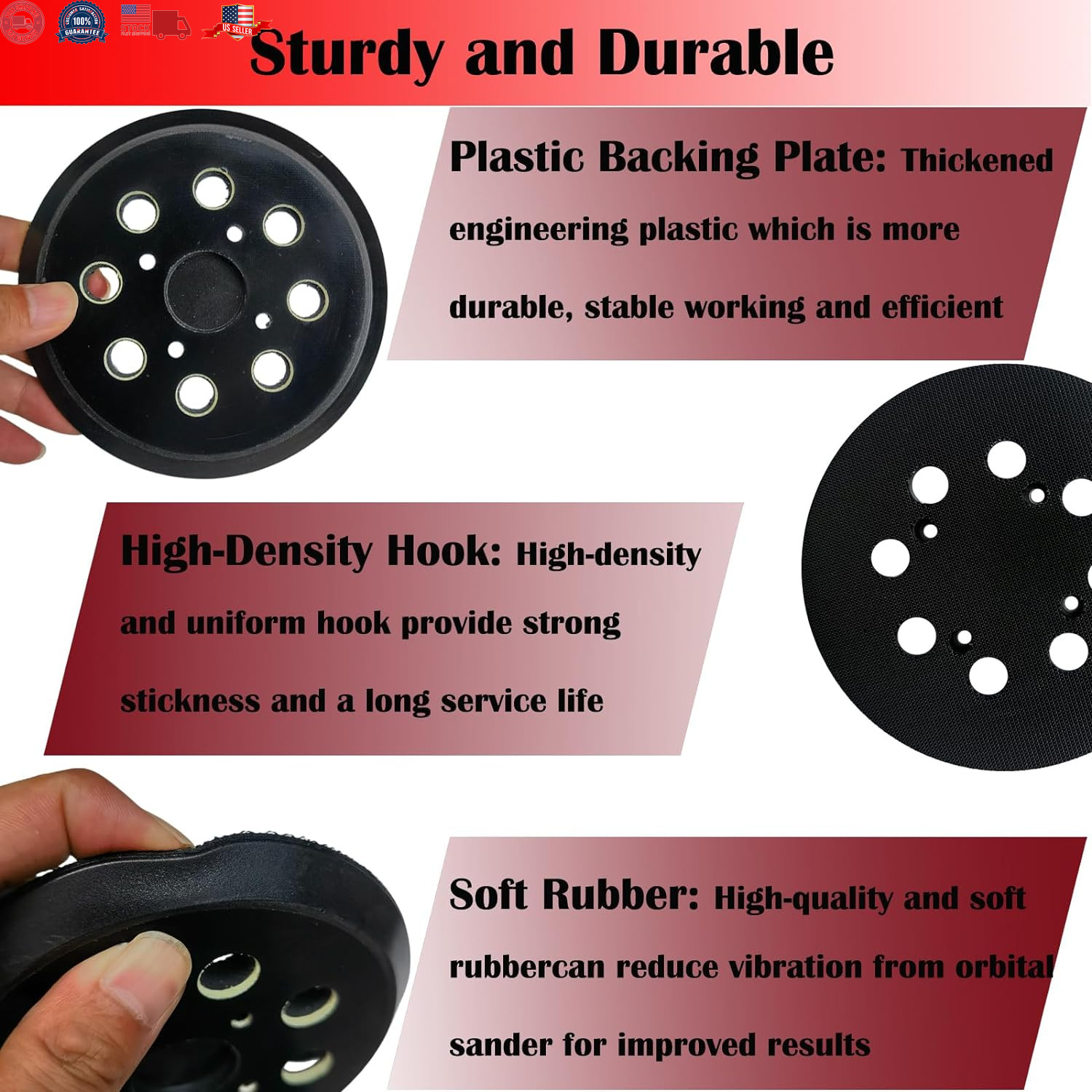 2 Pack 5 Inch 8 Hole Hook-and-Loop Replacemet Sanding Pad for SKIL SR211601 S