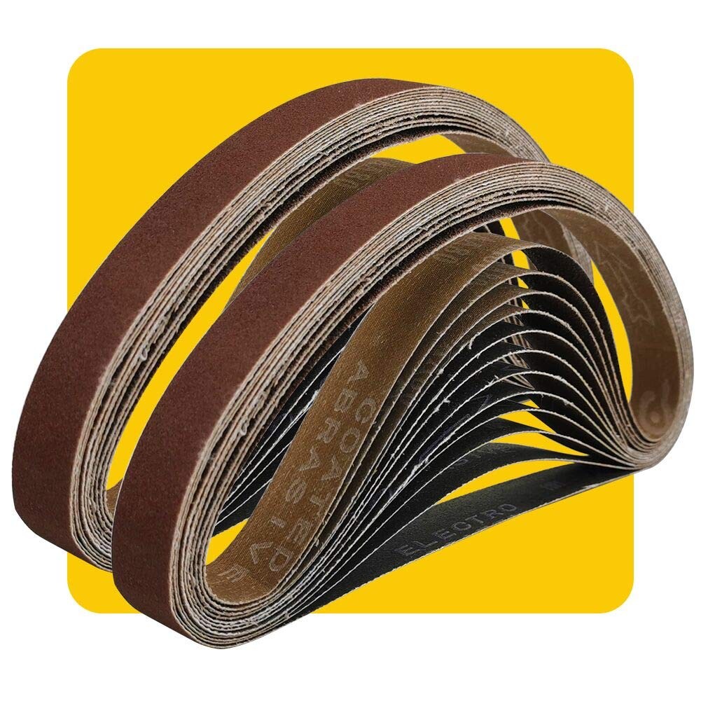 1/2×18 1/2 x 18 Inch Sanding Belt Pack 1/2-Inch x 18-Inch,24 mixgrit, Brown