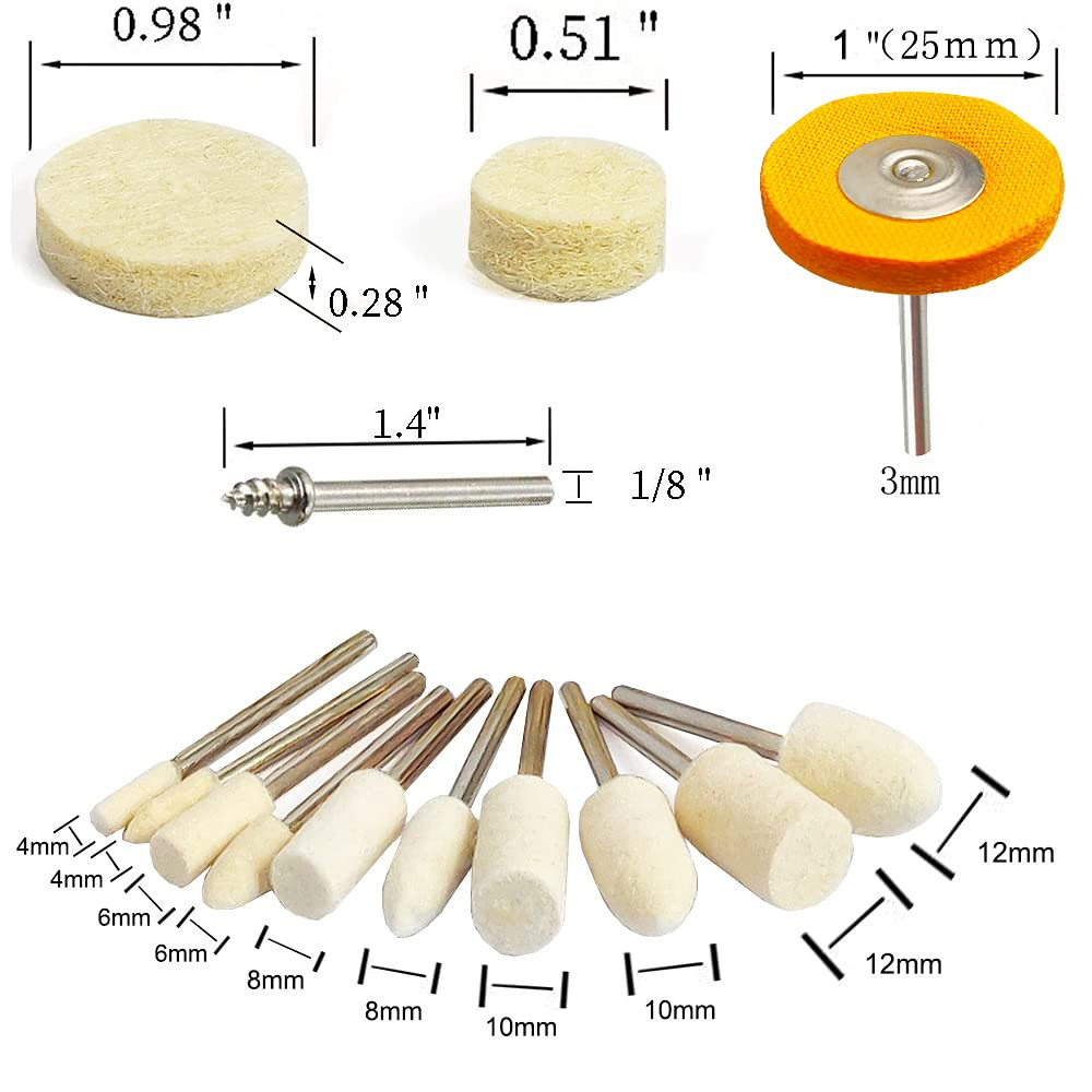 78 Pcs Polishing Buffing Wheel Set for Dremel Polishing Kit Felt Wool Cotton