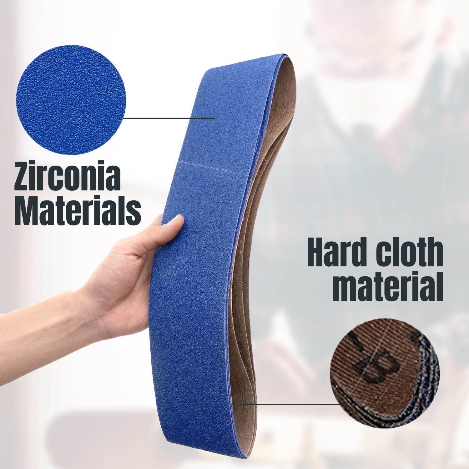 POWETEC 4 x 36″ Zirconia Sanding Belt Assortment 3 each of 24/60/120 Grit – 9PK
