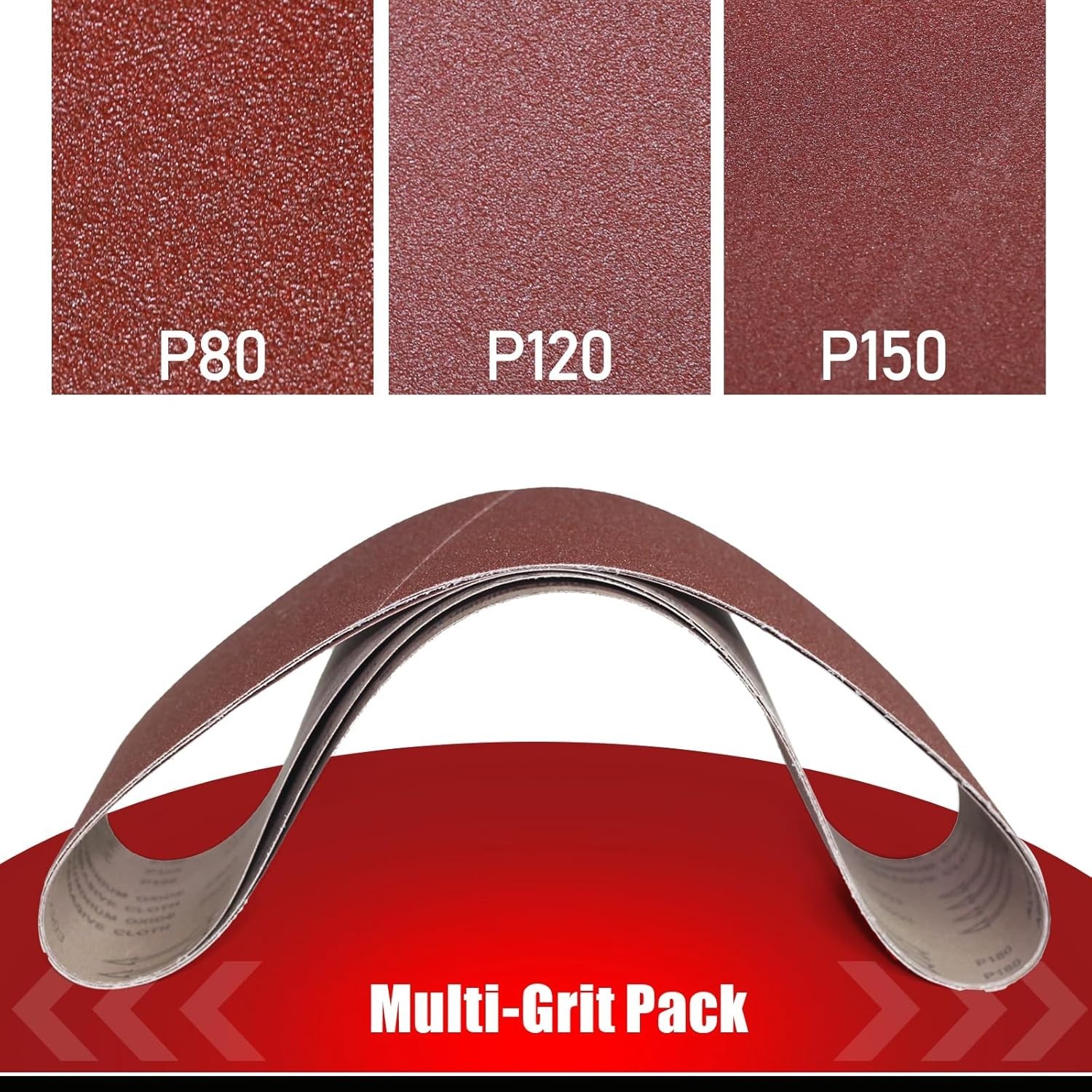 12 Pack 6 x 48 Inch Sanding Belts with Assorted Grits for Wood and Metal