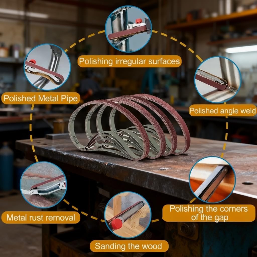 Efficient 20-Piece Sanding Belt Set 1/2 x 18 – Perfect for Wood & Metal Projects