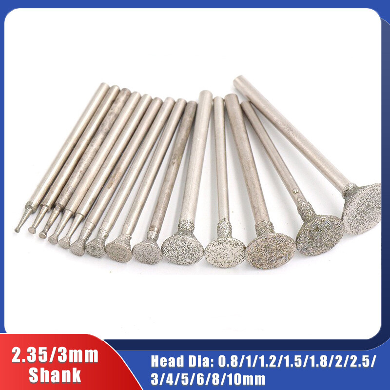 2.35/3mm Shank Diamond Grinding Head C2 Burr Bit Polishing Engraving Carving