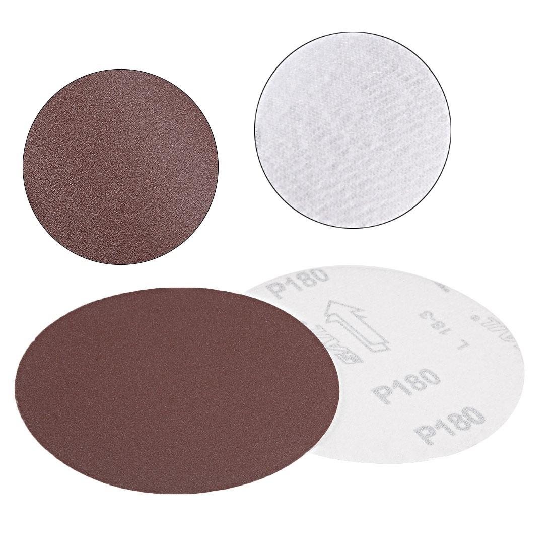 50Pcs 5″ Hook Loop Sanding Disc 180 Grits Flocking Sandpaper FOR SANDER BROWN