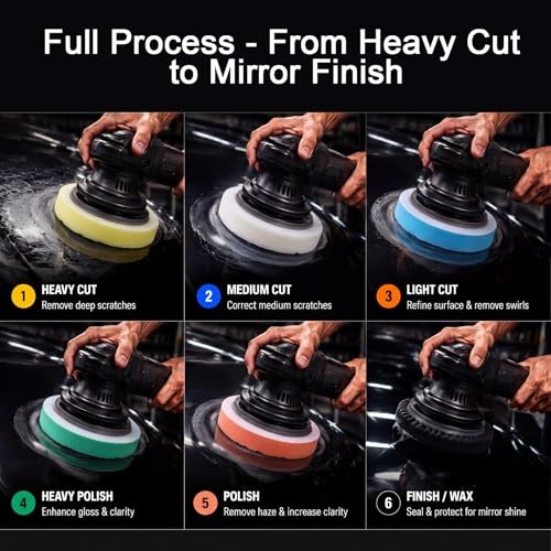 6 Pack 5.5 Inch Polishing Pads for DA Polisher Buffing Pad Fit 5 Inch Backing
