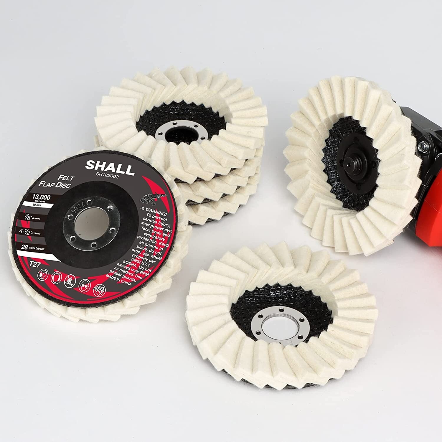 SHALL 4-1/2″ Wool Polishing Discs Finishing Wheel Buffing Pads,for Angle Grinder