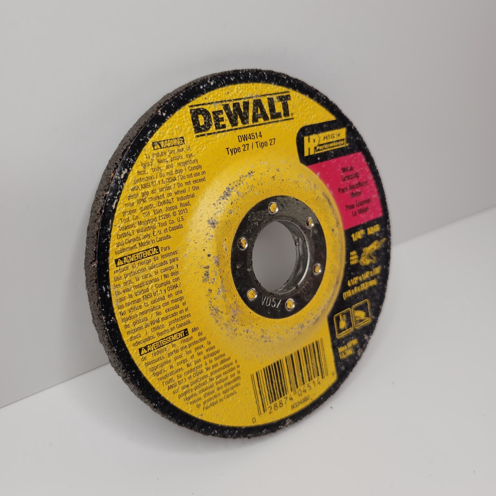 DeWalt DW4514 4-1/2″ x 1/4″ x 7/8″ General Purpose Metal Wheel,5 Pack (Open Box)
