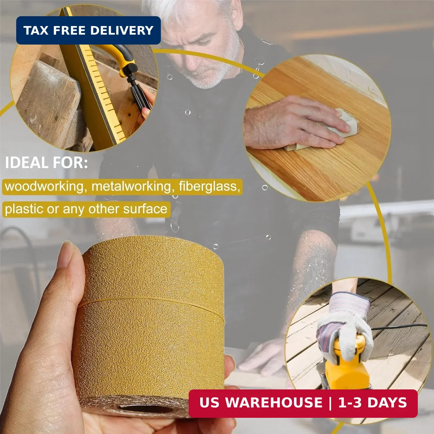 Total 20 Yards 2-3/4″ Wide Continuous Sandpaper Roll Kit – 80 120 180 320 Grit H