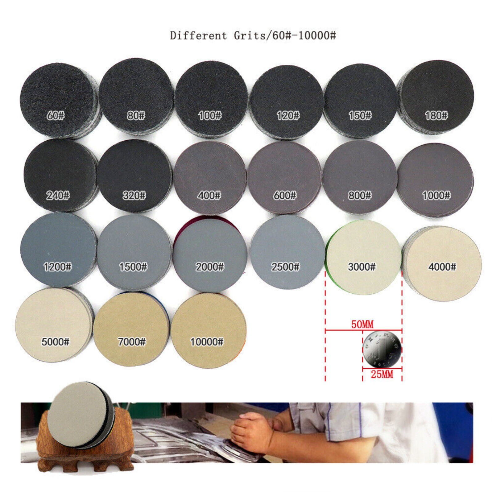 2 inch 3 inch Wet & Dry Sanding Discs 60 -10000 Grit Orbital Sandpaper Hook Loop