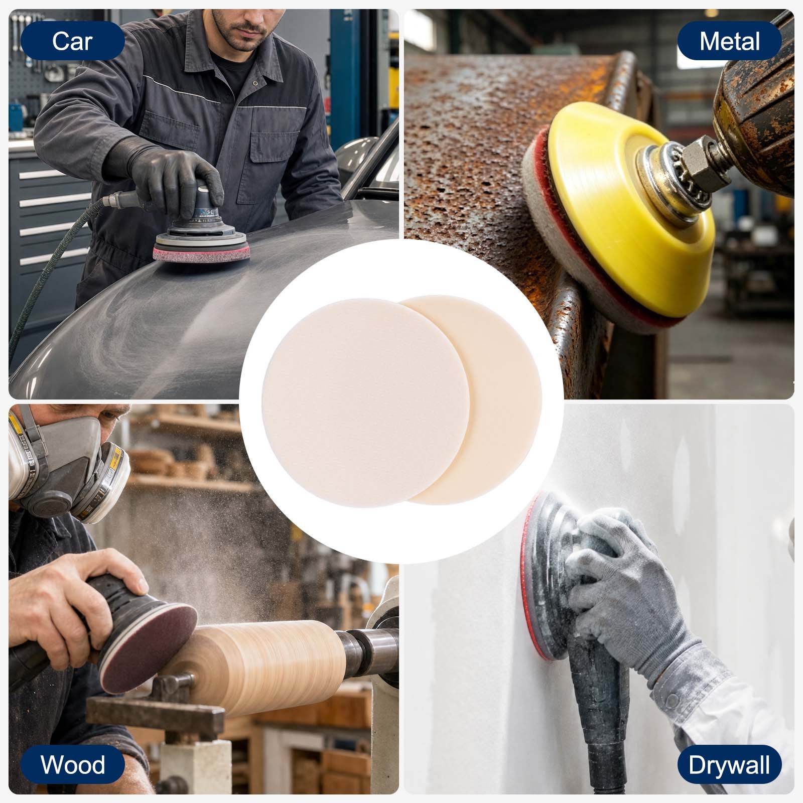 10 Pcs 3000 Grit 6 Inch Hook and Loop Sponge Sanding Disc for Sander, White