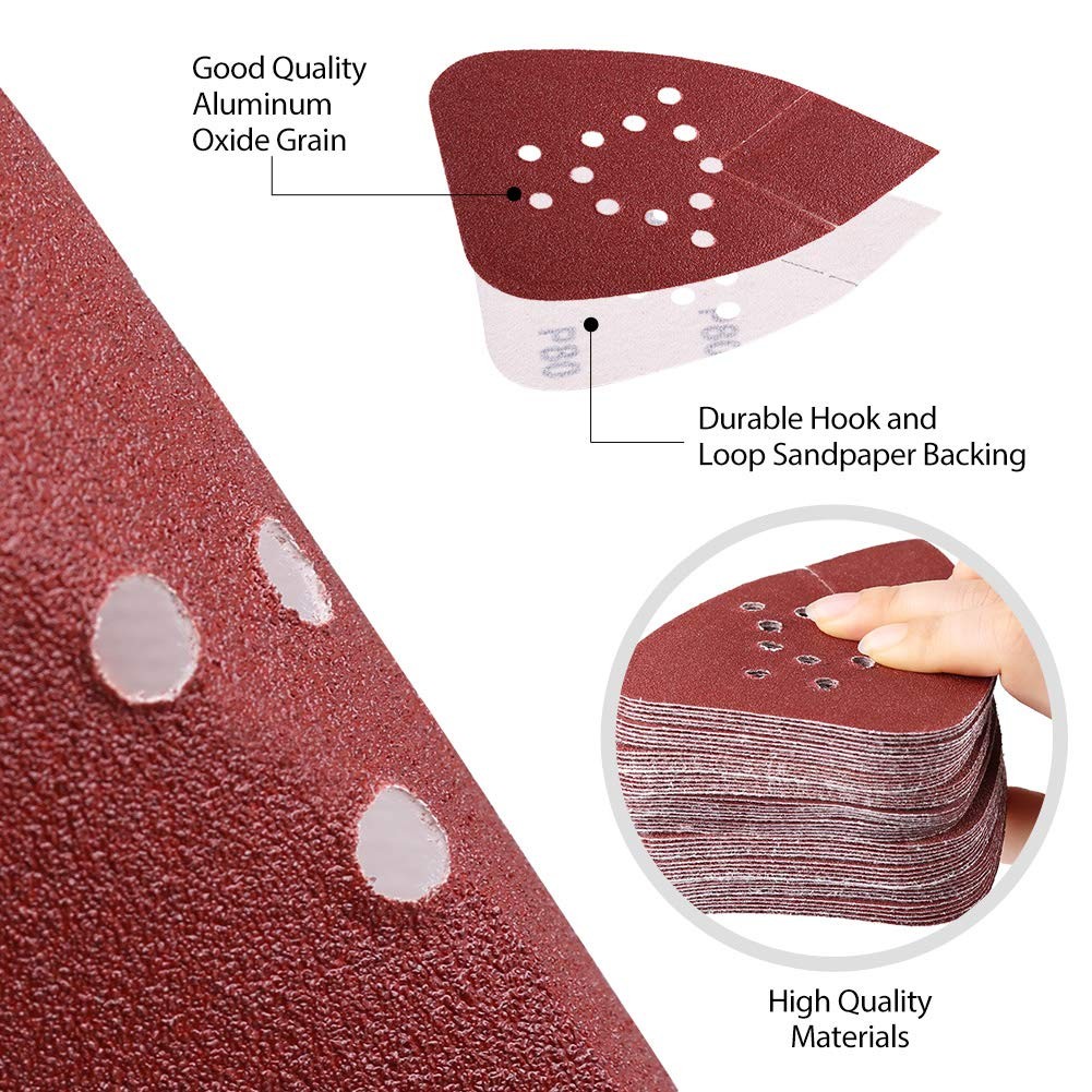 200PCS 60Grit AO Sanding Pads for Black+Decker Mouse Sander with Hook-and-Loop