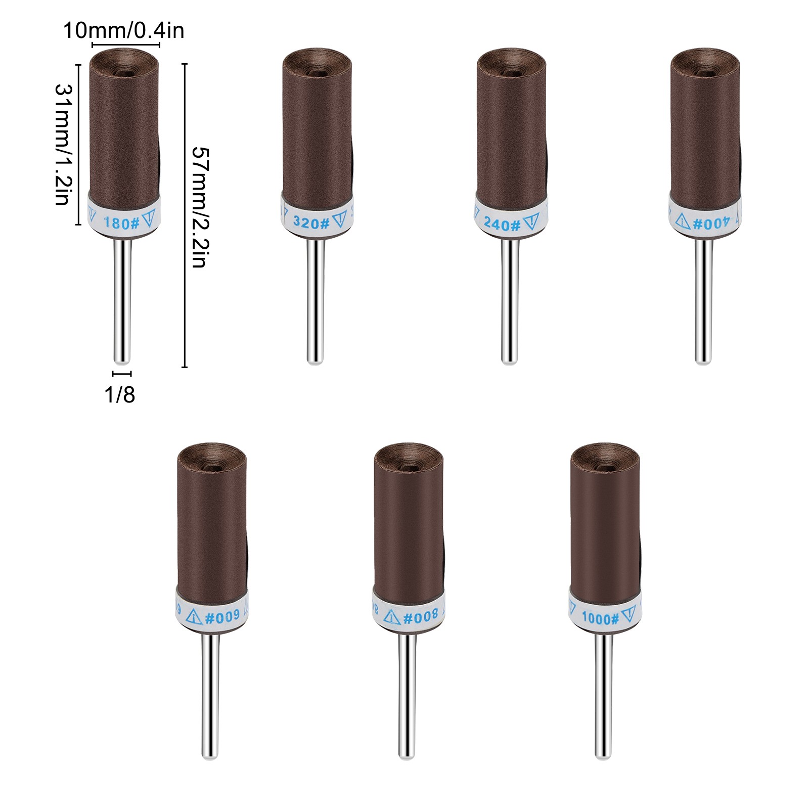 21x Sanding Drum Set w/ Mandrel 1/8″ Shank 180-1000Grit for Wood Metal Polishing