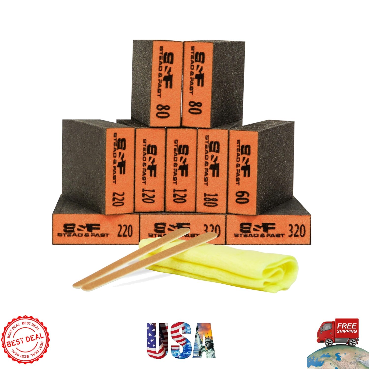 Versatile 10-Piece Sanding Sponges with Grit Range & Tack Cloth for All Projects