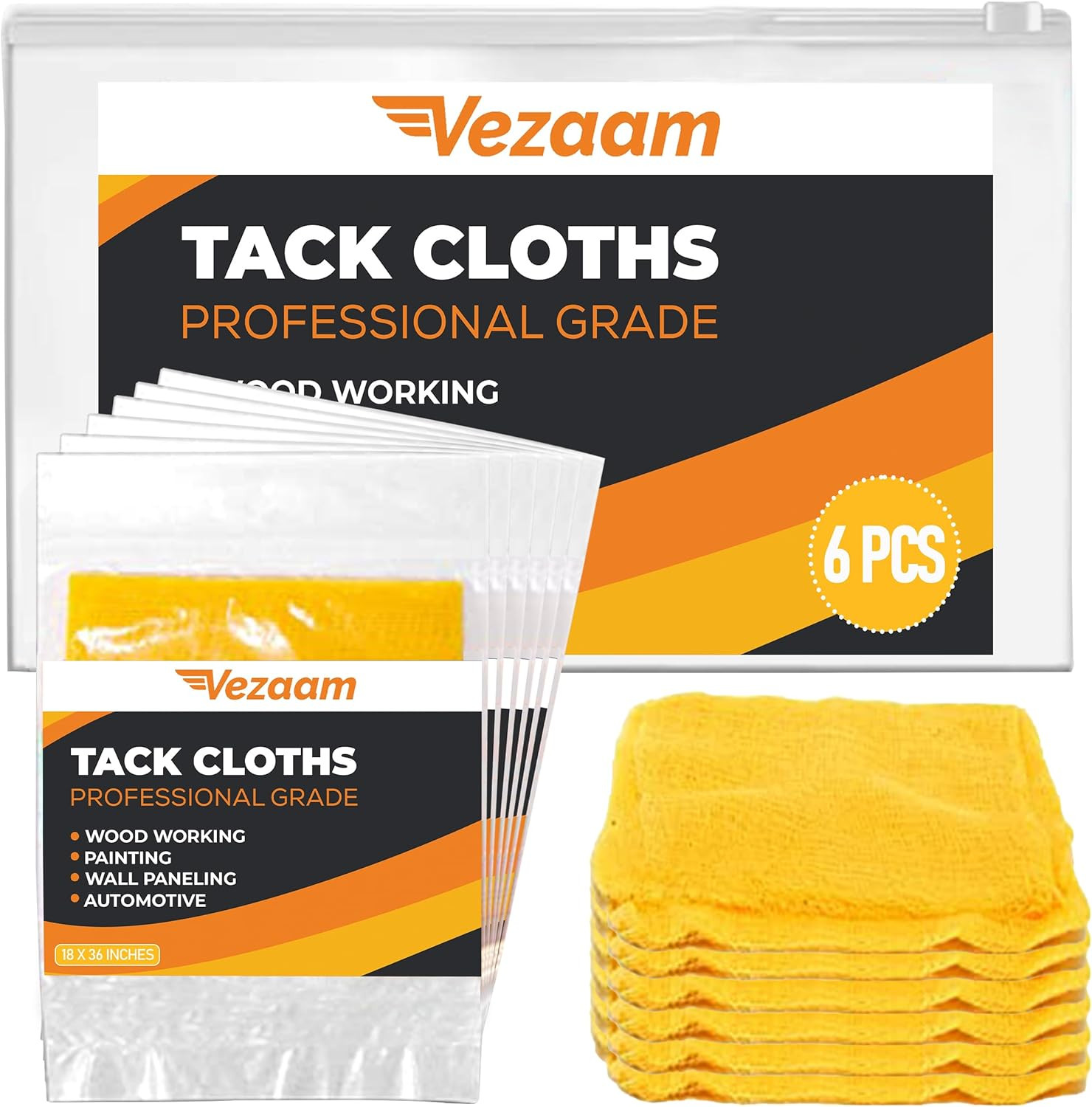 Tack Cloths – 6 Pcs, Remove Dust, Sanding Particles, Clean & Polish, Ideal for W