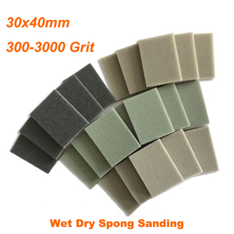 30*40mm Wet Dry Spong Sanding 300-3000 Grit Hook Loop Sandpaper Polishing Block