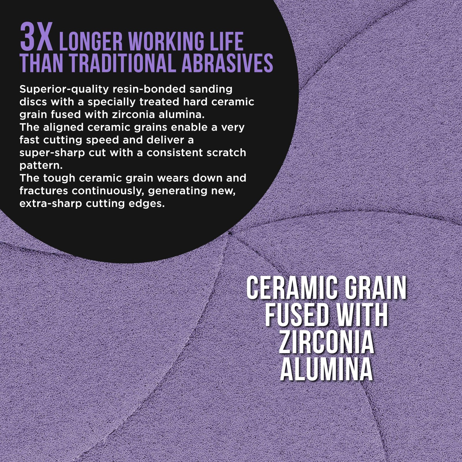 Premium 80 Grit 6″ Purple Film Ceramic Sanding Discs, Box of 50 – Hook & Loop…