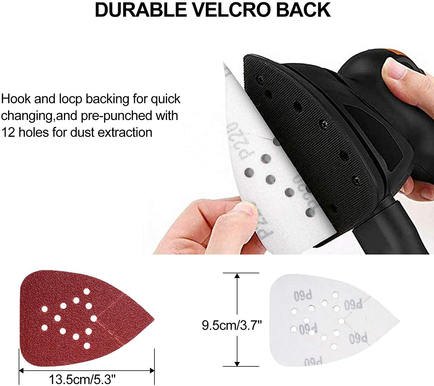 Mouse Sanding Pads Hook Loop Sandpaper 220 Grit for Black+Decker Detail Sander