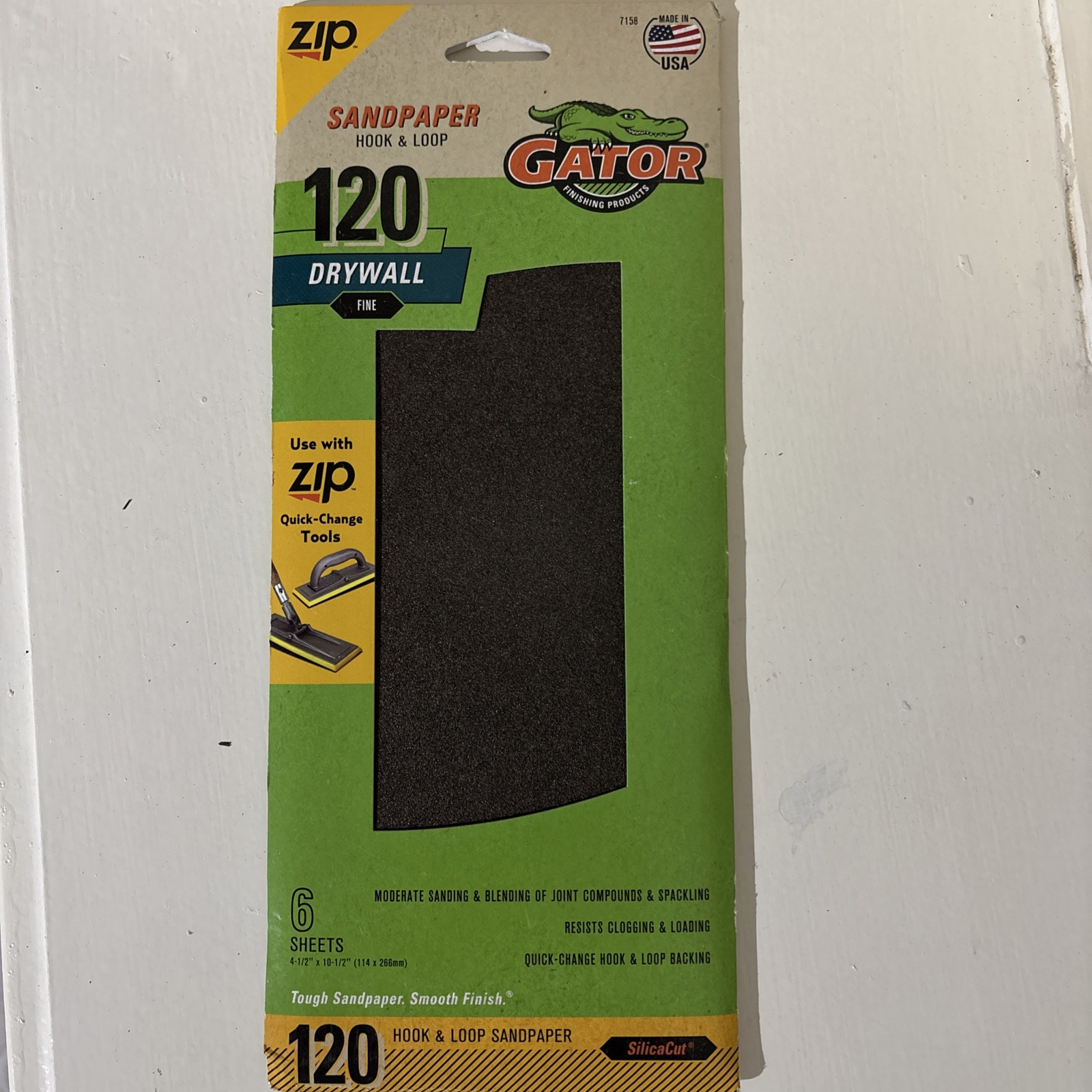 Gator Hook and Loop Drywall Sandpaper Fine 120 -Grit Sheet Sandpaper 4.5-Inches