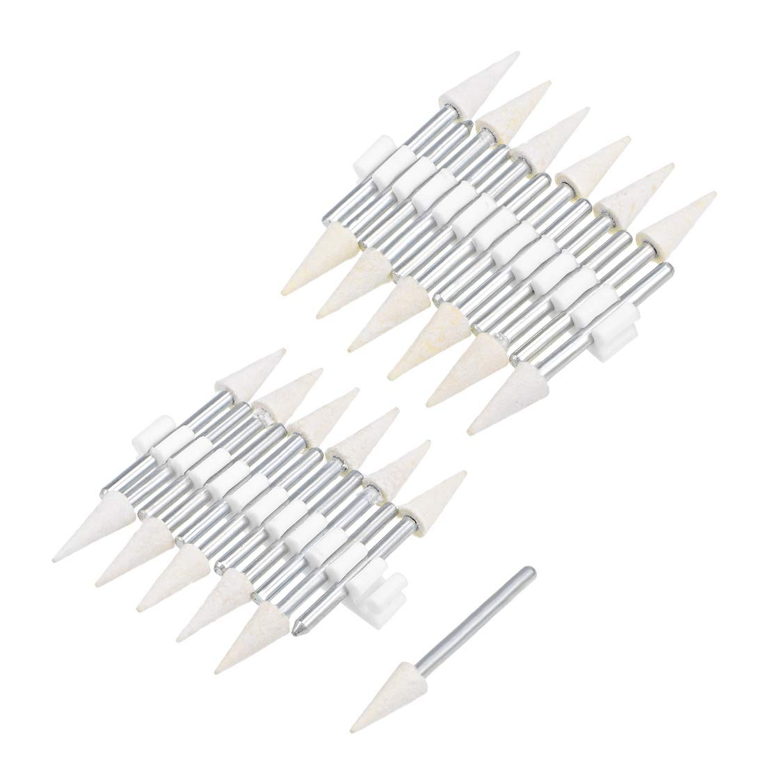 uxcell 6mm Wool Felt Mounted Points Conical Polishing Bits Burrs Buffing Whee…